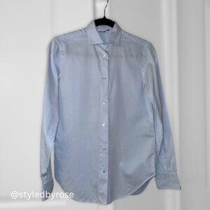 Loro Piana Women’s 100% Cotton Button Down Shirt – Light Grey/Blue – Sz 38 Small